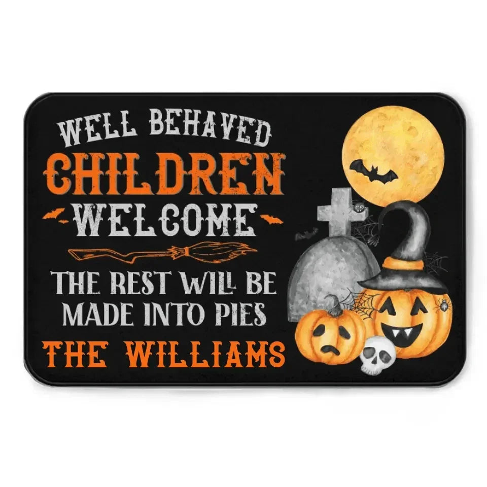 Halloween - Well Behaved Children Welcome - Personalized Decorative Mat - Joliny