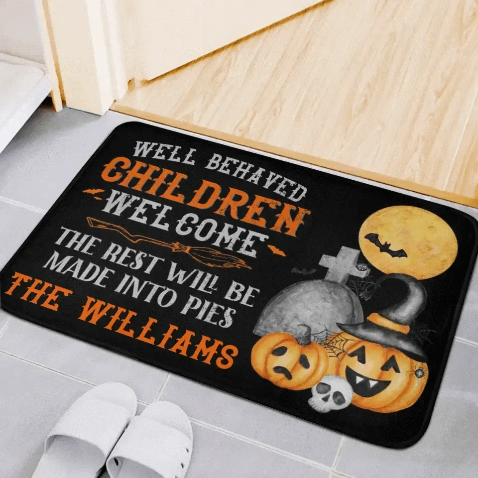 Halloween - Well Behaved Children Welcome - Personalized Decorative Mat - Joliny