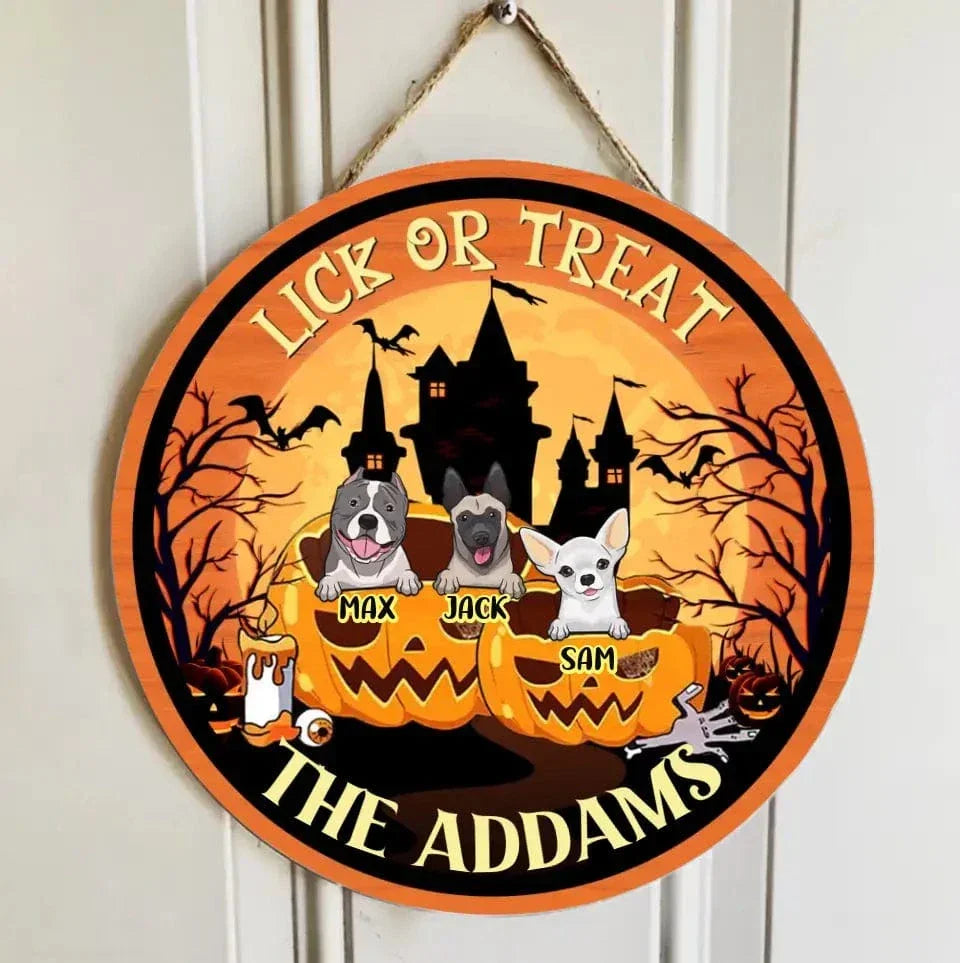 Happy Halloween - Lick Or Treat - Funny Personalized Door Sig - Joliny