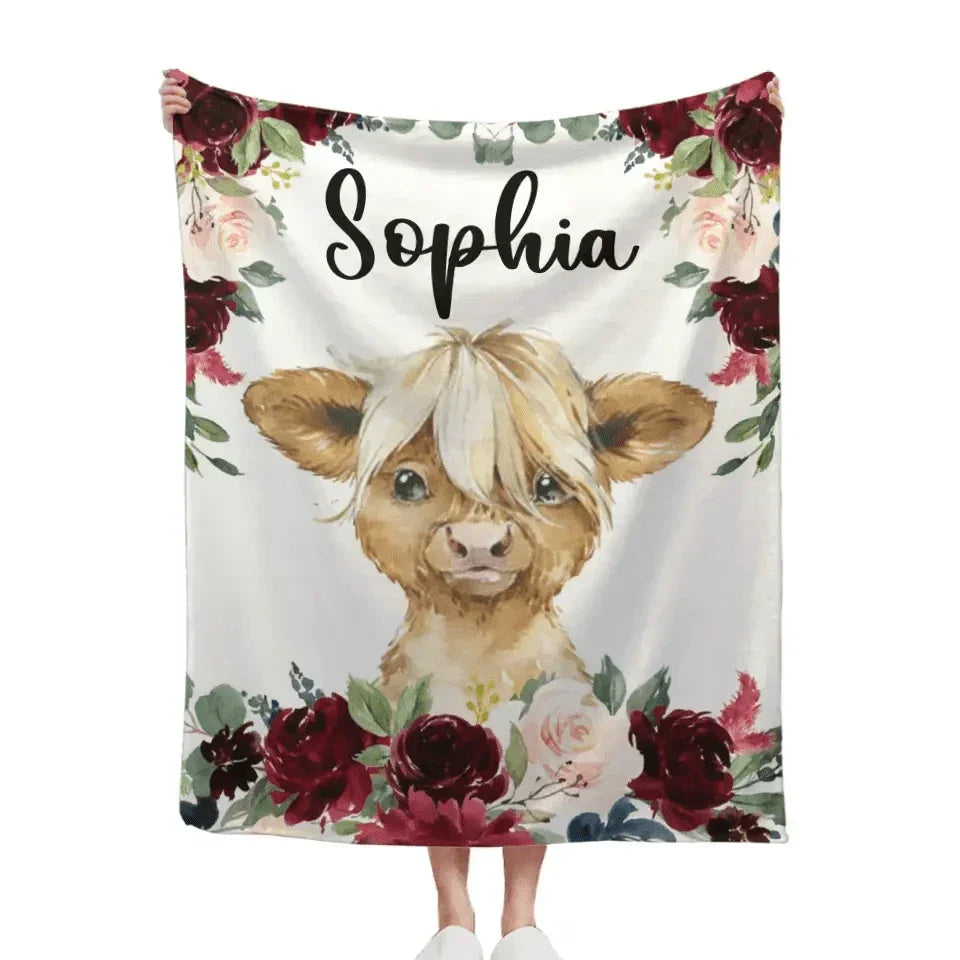 Highland Cattle - Personalised Name Blanket - Gifts for Children,Newborn,New Mom - Joliny