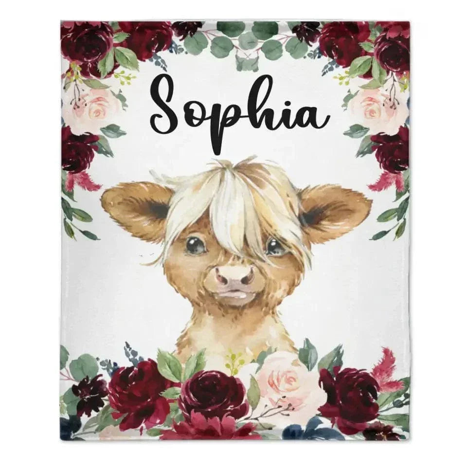 Highland Cattle - Personalised Name Blanket - Gifts for Children,Newborn,New Mom - Joliny