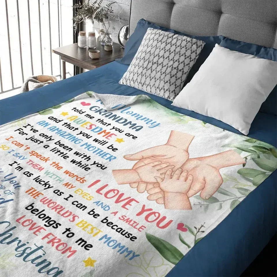 Holding Your Hand, I Will Be The Happiest Mother In The World - Personalized Blanket - Joliny