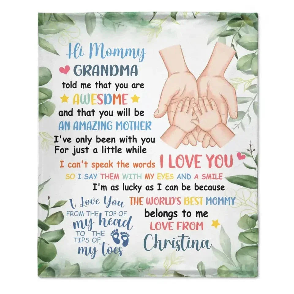 Holding Your Hand, I Will Be The Happiest Mother In The World - Personalized Blanket - Joliny