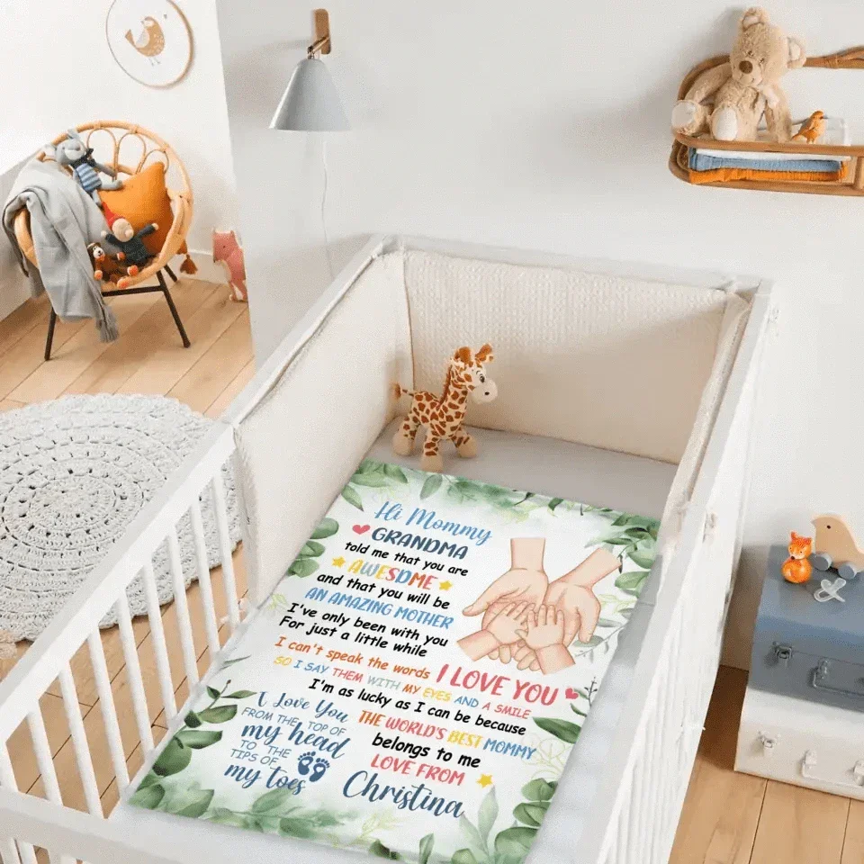 Holding Your Hand, I Will Be The Happiest Mother In The World - Personalized Blanket - Joliny