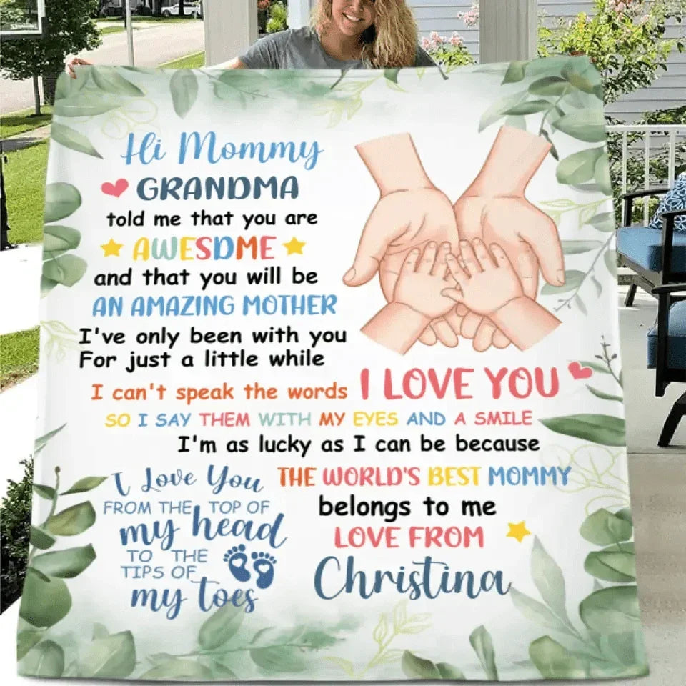 Holding Your Hand, I Will Be The Happiest Mother In The World - Personalized Blanket - Joliny