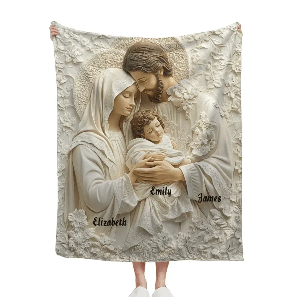 Holly Family - Christian Name Custom Personalized Blanket - Gifts for Christians - Joliny