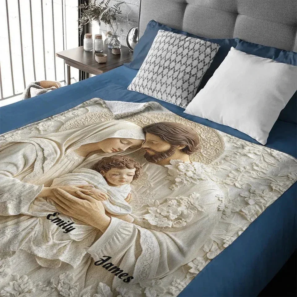 Holly Family - Christian Name Custom Personalized Blanket - Gifts for Christians - Joliny