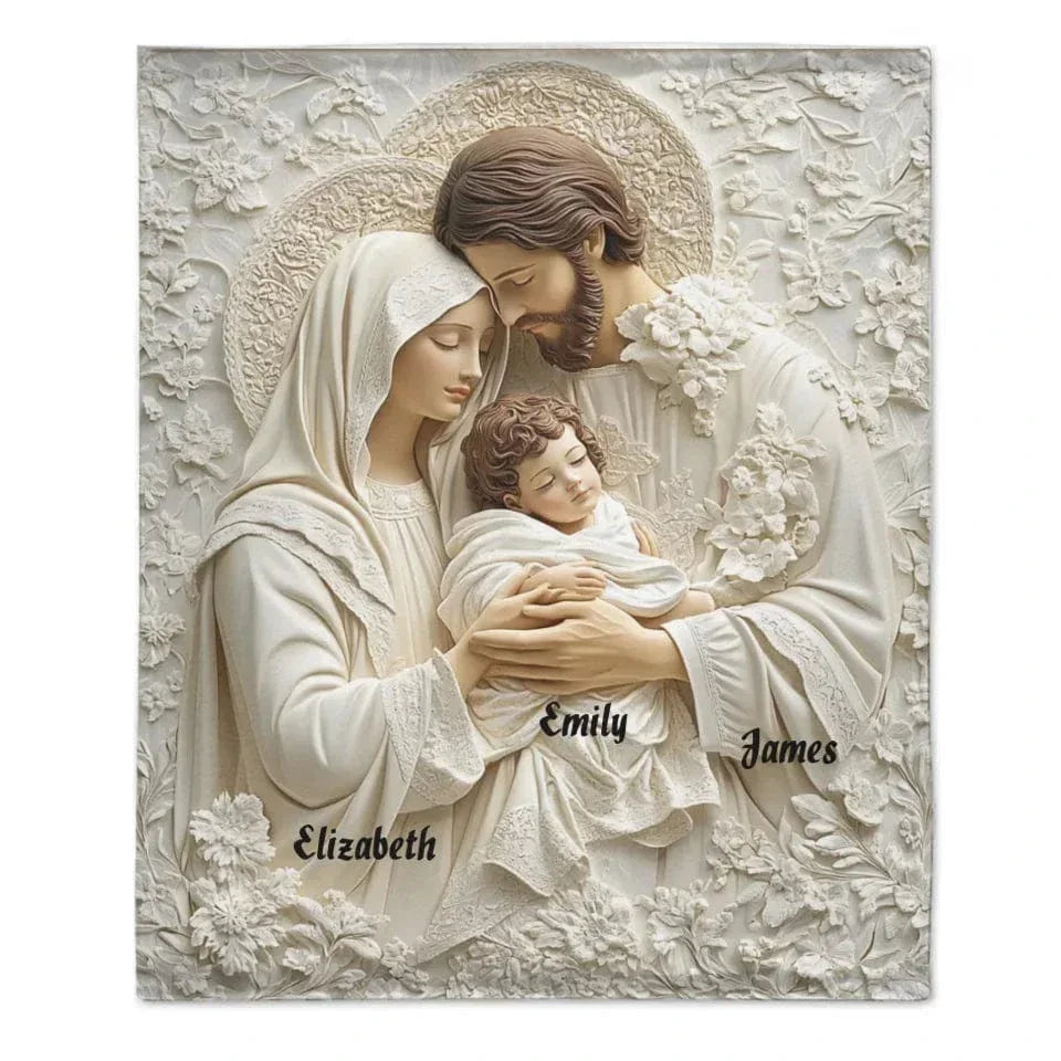 Holly Family - Christian Name Custom Personalized Blanket - Gifts for Christians - Joliny
