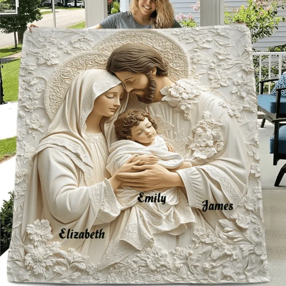 Holly Family - Christian Name Custom Personalized Blanket - Gifts for Christians - Joliny