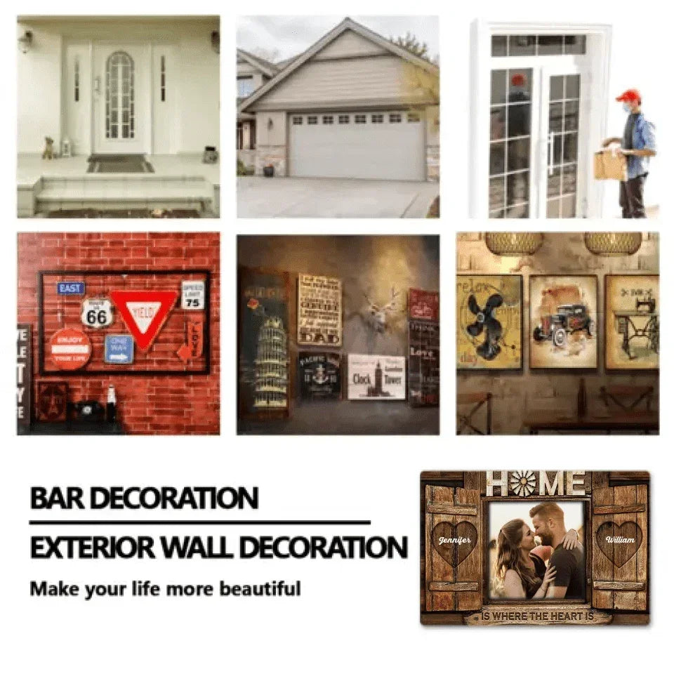 Home is where the heart is - Personalized Custom Pictures of Flag Canvas - Gifts for Couples, Husbands and Wives - Joliny