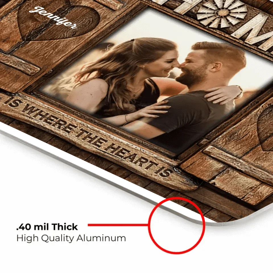 Home is where the heart is - Personalized Custom Pictures of Flag Canvas - Gifts for Couples, Husbands and Wives - Joliny