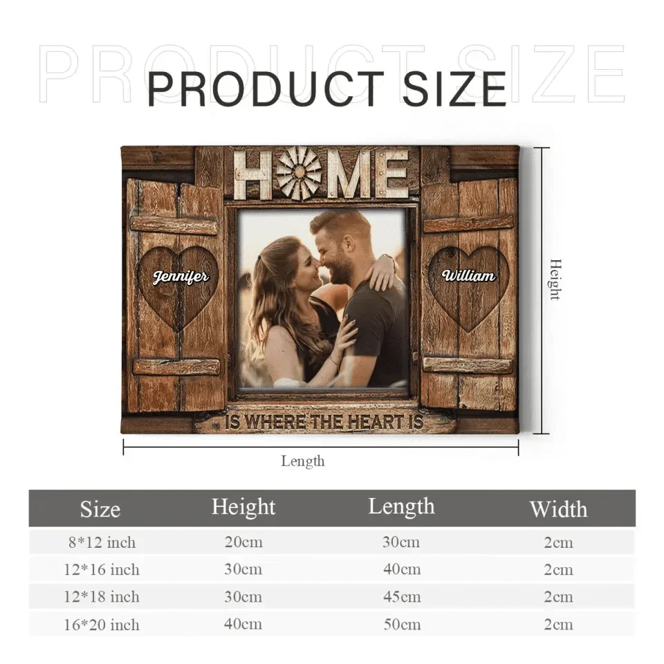 Home is where the heart is - Personalized Custom Pictures of Flag Canvas - Gifts for Couples, Husbands and Wives - Joliny