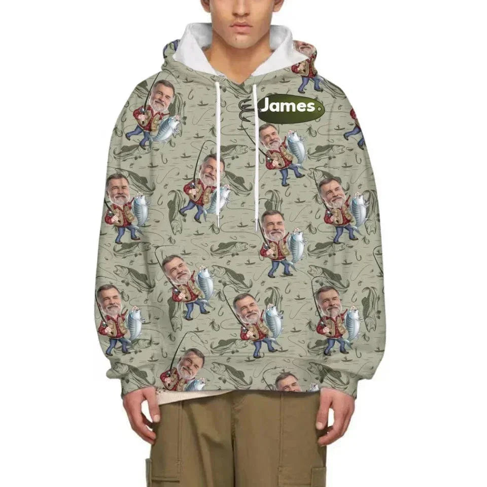 Funny Caricature Face - Personalized Fishing Full Body Print Shirt - Gift for Fishing Enthusiasts - Joliny