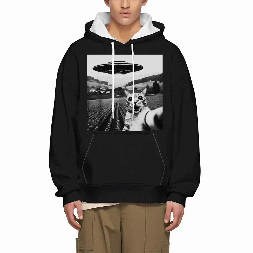 Cat and UFO Funny Selfie Pattern Clothes - A Gift For Friend,Family,Colleagues,Fellow Student,Roommates - Joliny