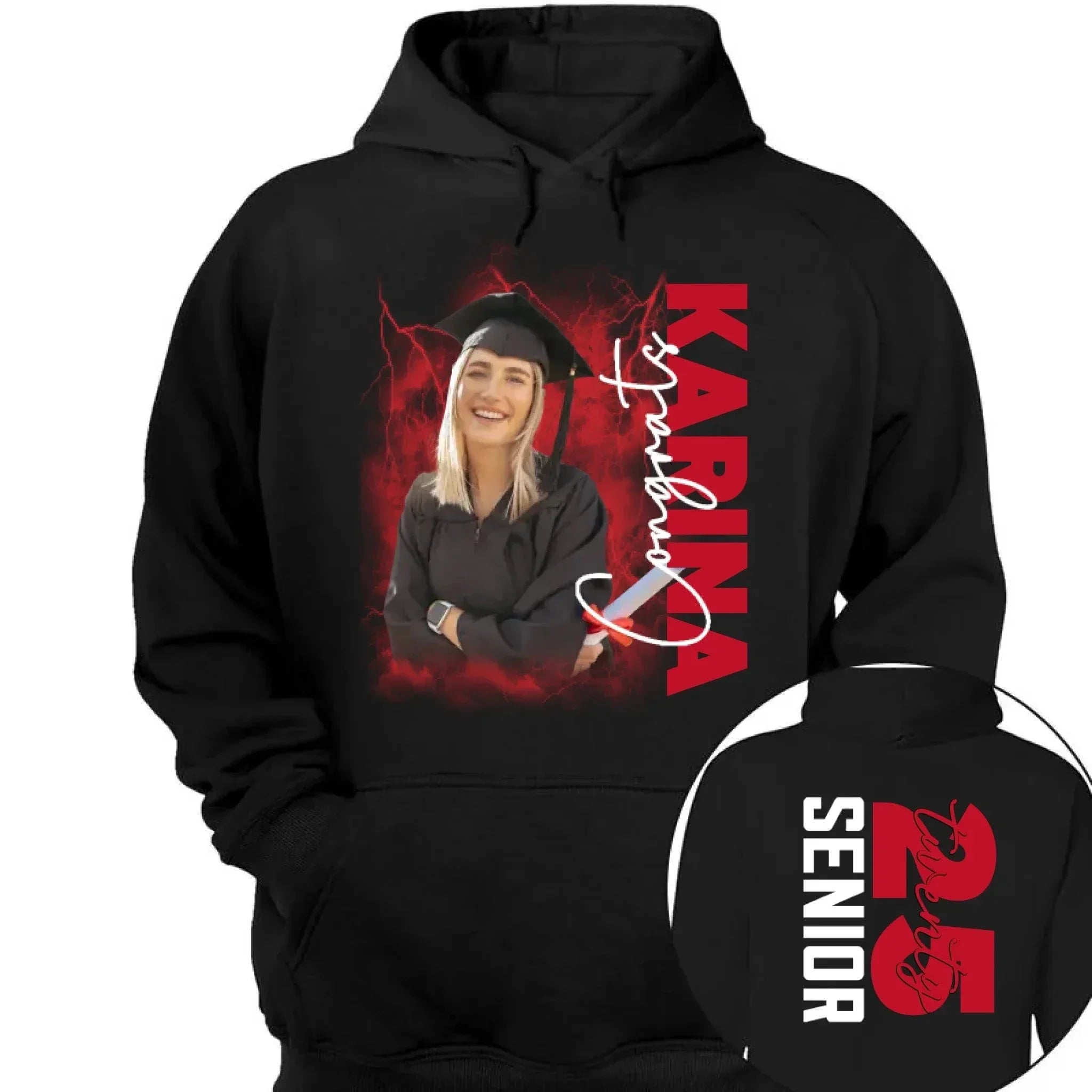 Customized 2025 Graduation Season T-shirt - Personalized Commemorative Graduation Clothing with Background,Photo,Name,Number and Text - Gifts for Family,Children,Grandchildren - Joliny