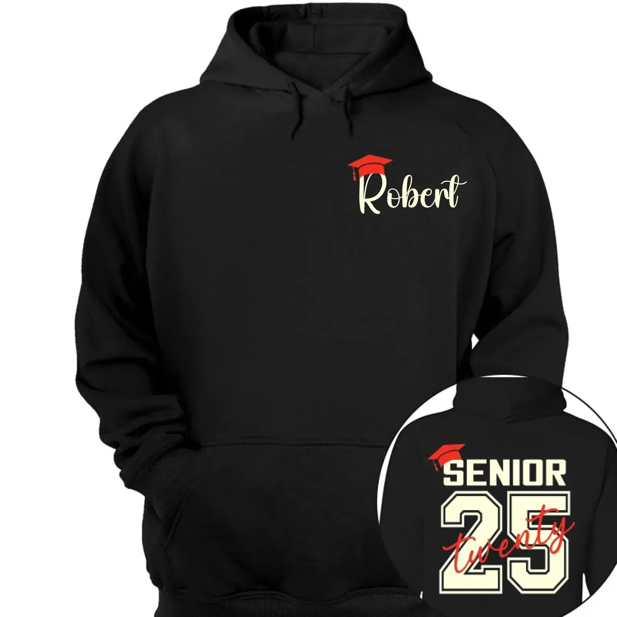 Customized Bachelor's Cap Pattern Graduation T-shirt - Personalized Name Pattern Graduation Cap Clothing for the Academic Year- Gifts for Family,Grandchildren,Graduate - Joliny