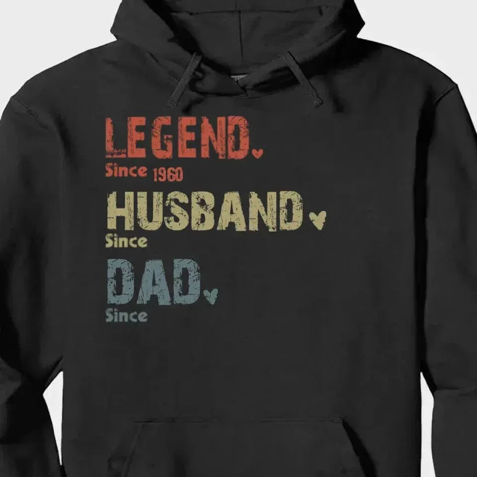 Family Personalized Custom Unisex T-shirt Hoodie - Legend, Husband, Dad And Papa Since - Joliny