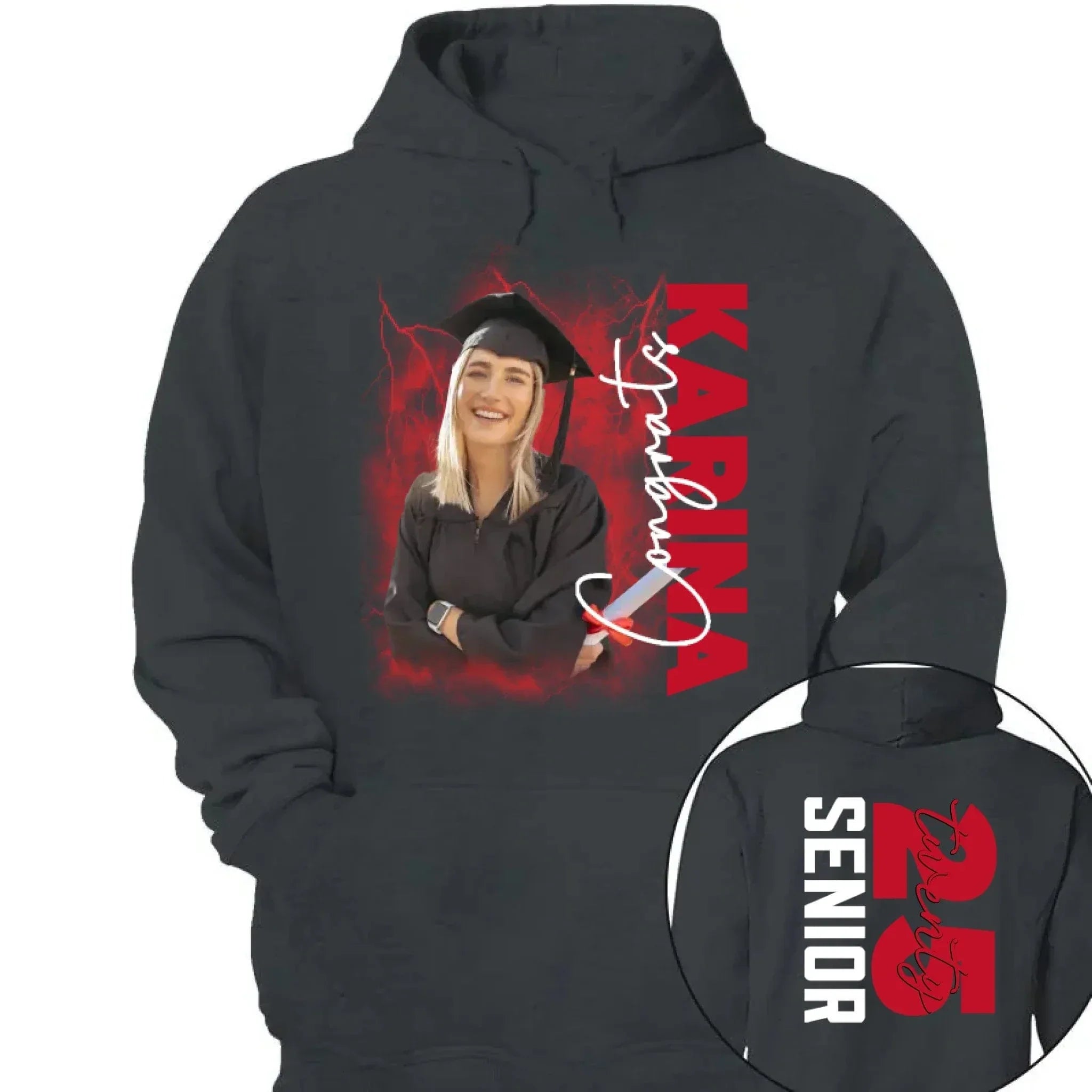 Customized 2025 Graduation Season T-shirt - Personalized Commemorative Graduation Clothing with Background,Photo,Name,Number and Text - Gifts for Family,Children,Grandchildren - Joliny