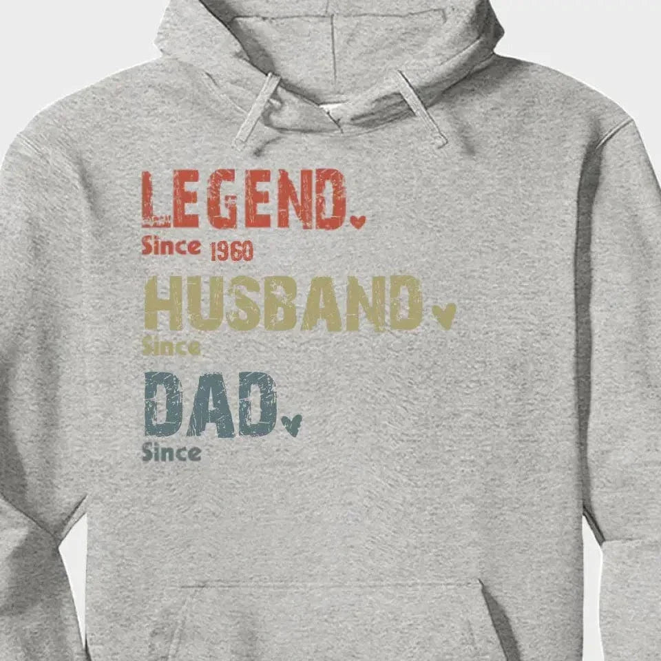 Family Personalized Custom Unisex T-shirt Hoodie - Legend, Husband, Dad And Papa Since - Joliny