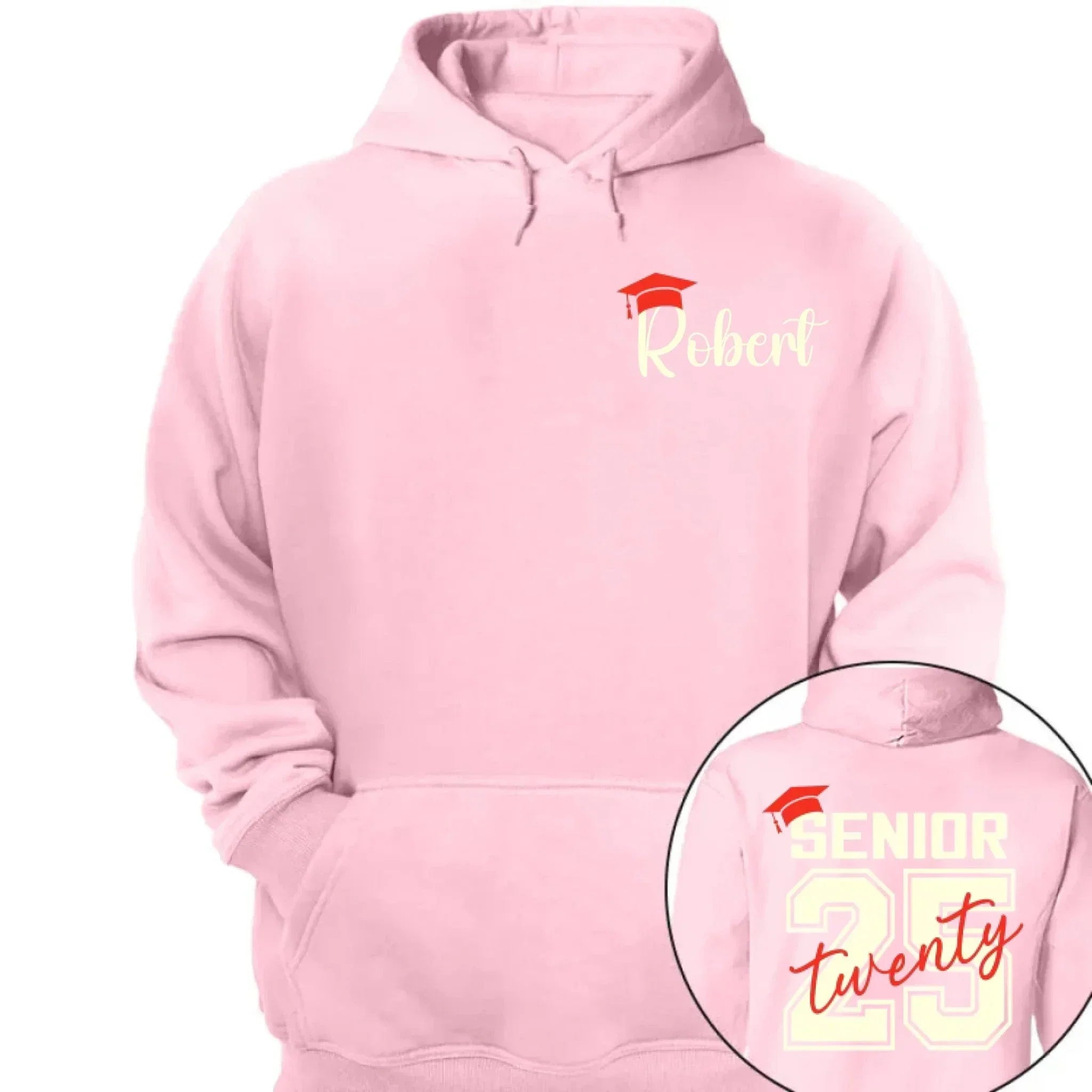 Customized Bachelor's Cap Pattern Graduation T-shirt - Personalized Name Pattern Graduation Cap Clothing for the Academic Year- Gifts for Family,Grandchildren,Graduate - Joliny