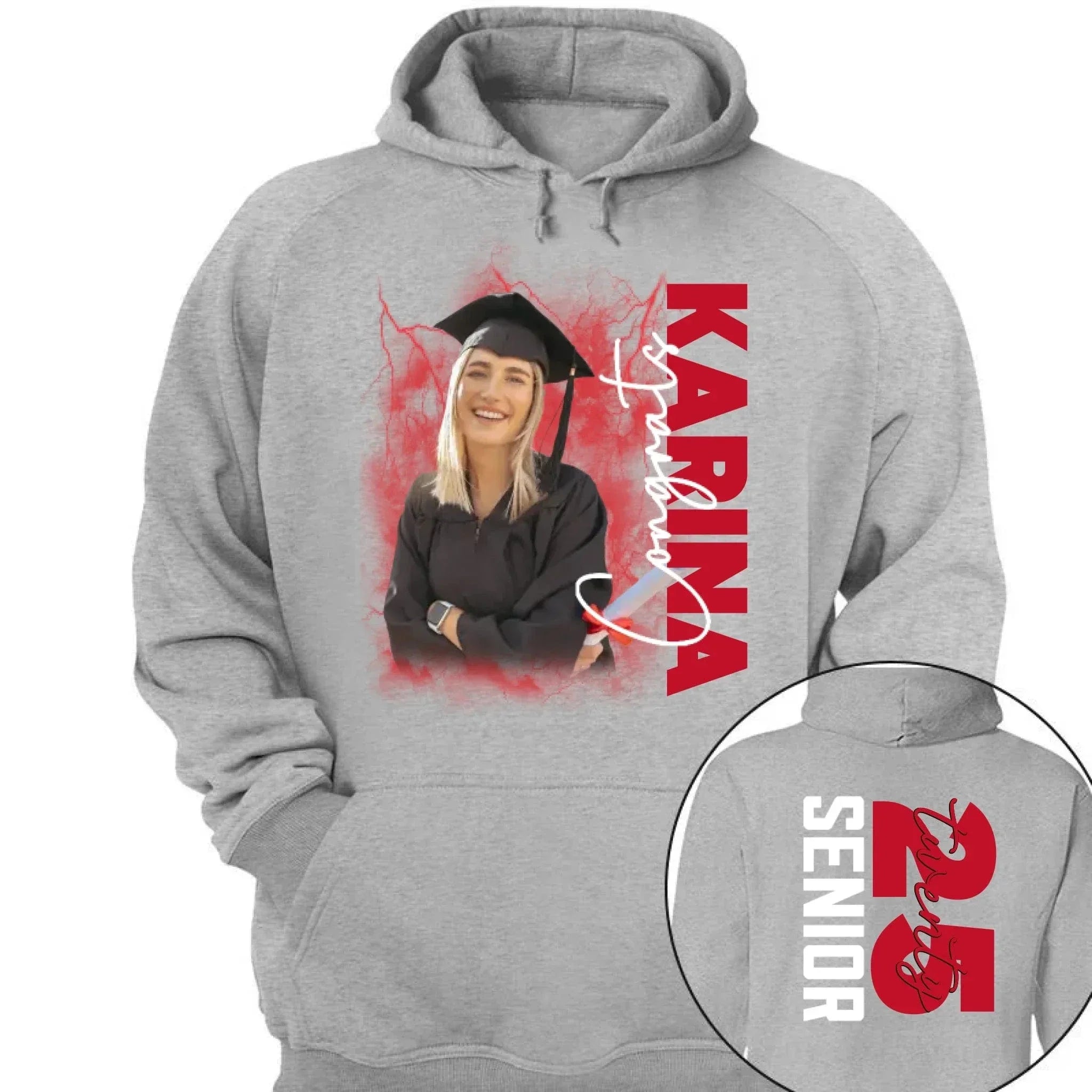 Customized 2025 Graduation Season T-shirt - Personalized Commemorative Graduation Clothing with Background,Photo,Name,Number and Text - Gifts for Family,Children,Grandchildren - Joliny