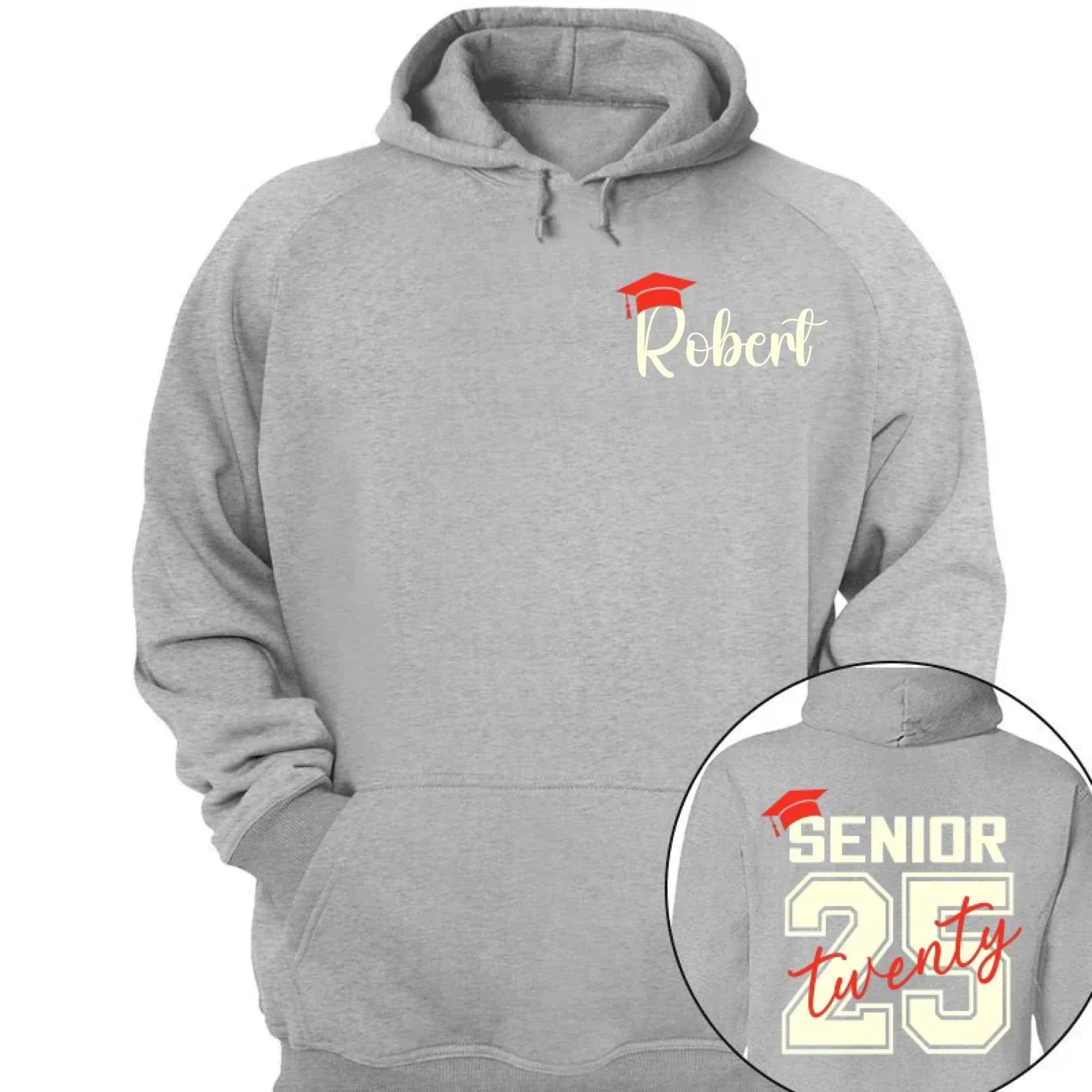 Customized Bachelor's Cap Pattern Graduation T-shirt - Personalized Name Pattern Graduation Cap Clothing for the Academic Year- Gifts for Family,Grandchildren,Graduate - Joliny