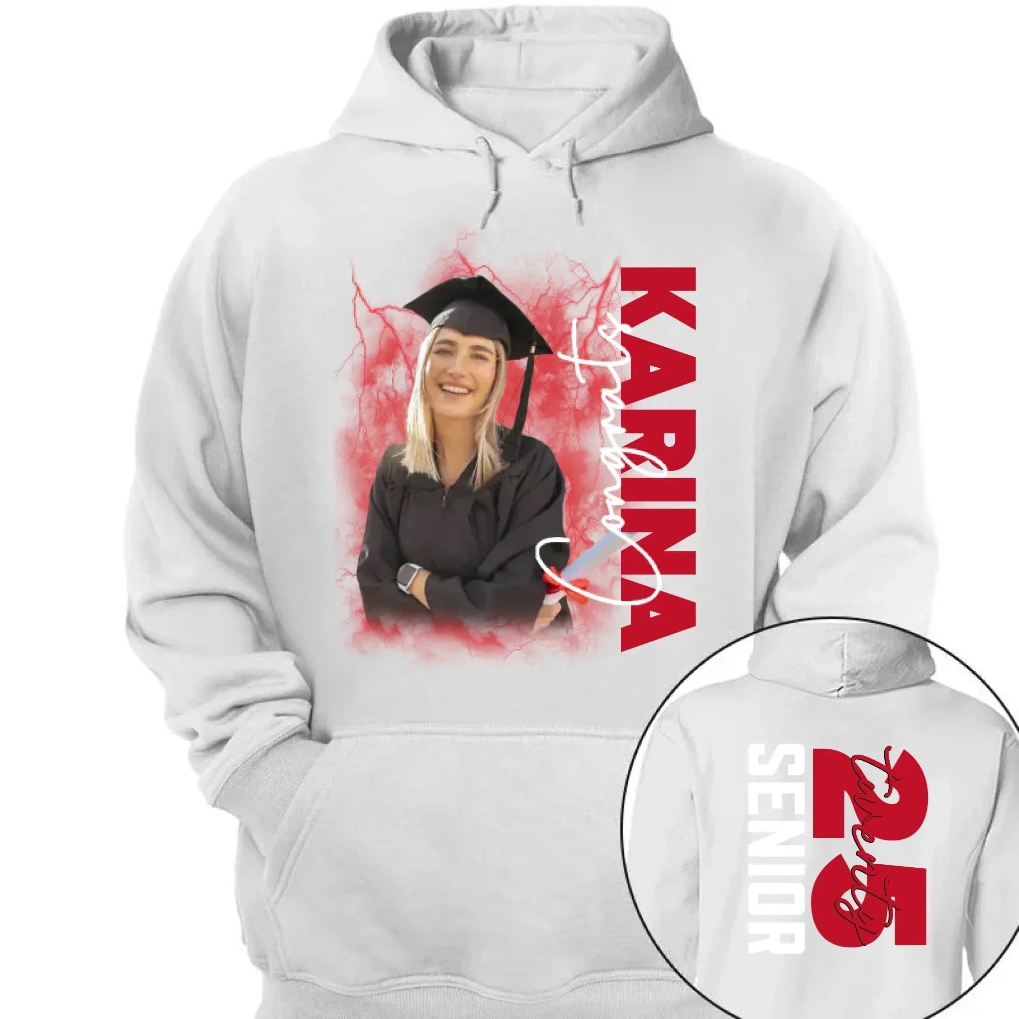Customized 2025 Graduation Season T-shirt - Personalized Commemorative Graduation Clothing with Background,Photo,Name,Number and Text - Gifts for Family,Children,Grandchildren - Joliny