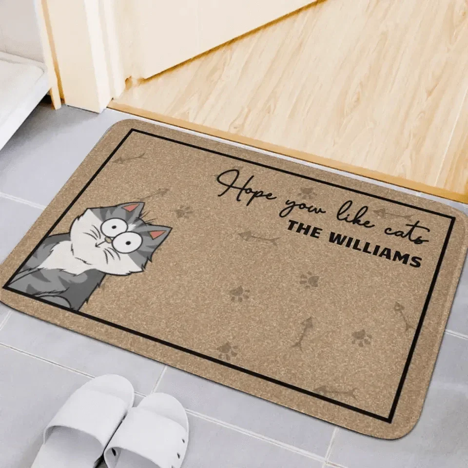 Hope You Like Cats - Personalized Doormat - Joliny
