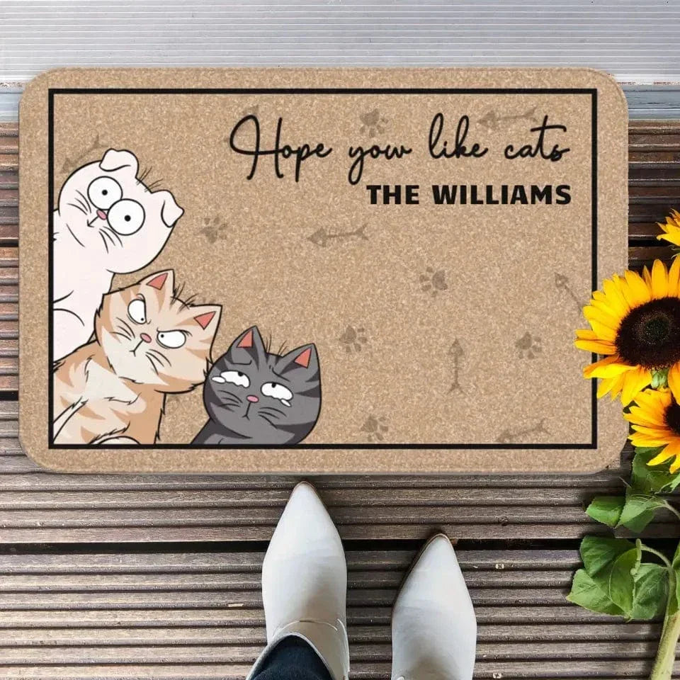 Hope You Like Cats - Personalized Doormat - Joliny
