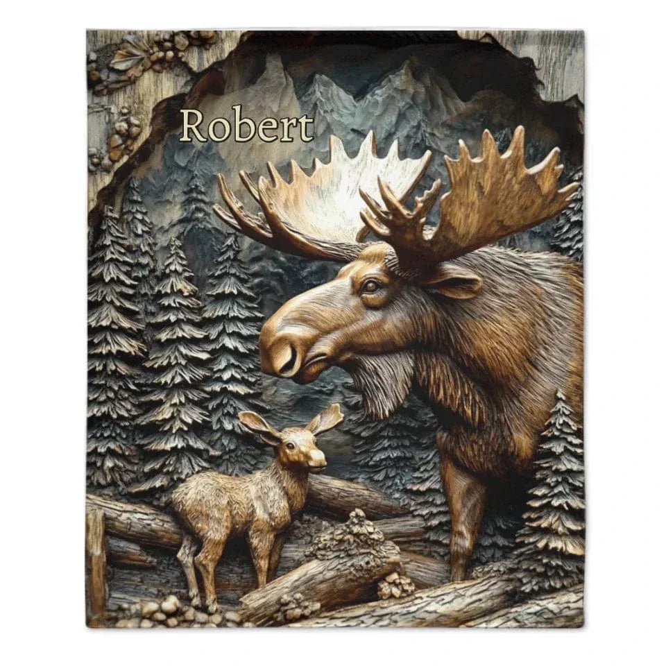 Hunting Theme Custom Blanket - Artistic Engraved Effect Blanket With Personalized Name - A Gift For Friend - Joliny
