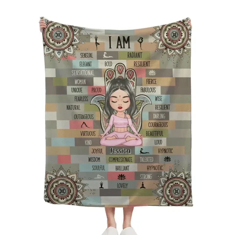 I Am Fearless - Personalized Custom Blanket - Gift For Yoga Lovers - Joliny