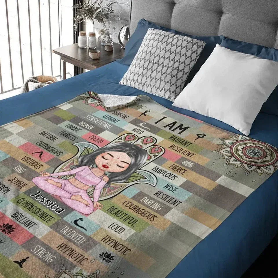 I Am Fearless - Personalized Custom Blanket - Gift For Yoga Lovers - Joliny