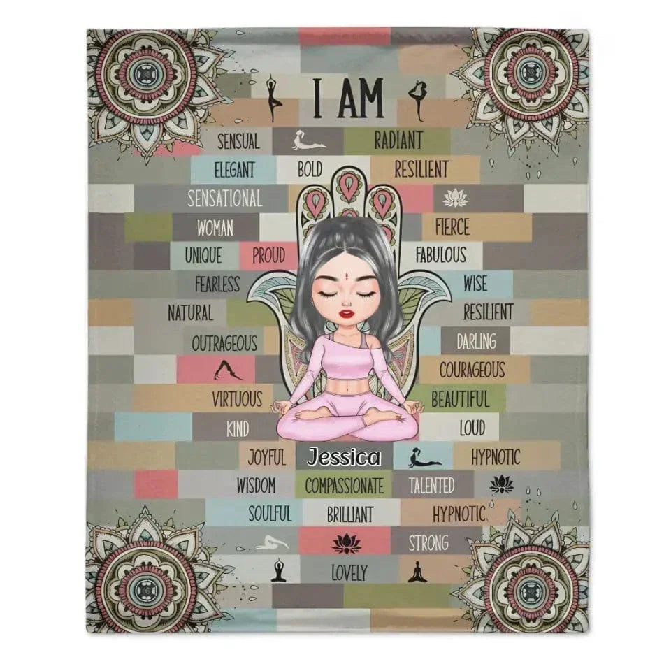 I Am Fearless - Personalized Custom Blanket - Gift For Yoga Lovers - Joliny