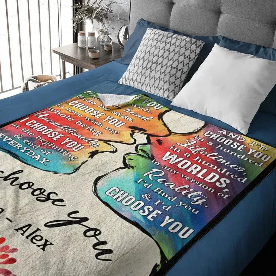 I Choose You To Do Life With - Couple Personalized LGBTQ Custom Vertical Canvas Wall Art & Blanket - Joliny