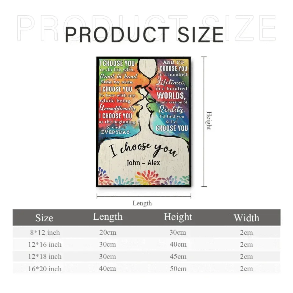 I Choose You To Do Life With - Couple Personalized LGBTQ Custom Vertical Canvas Wall Art & Blanket - Joliny