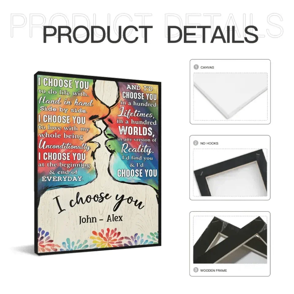 I Choose You To Do Life With - Couple Personalized LGBTQ Custom Vertical Canvas Wall Art & Blanket - Joliny