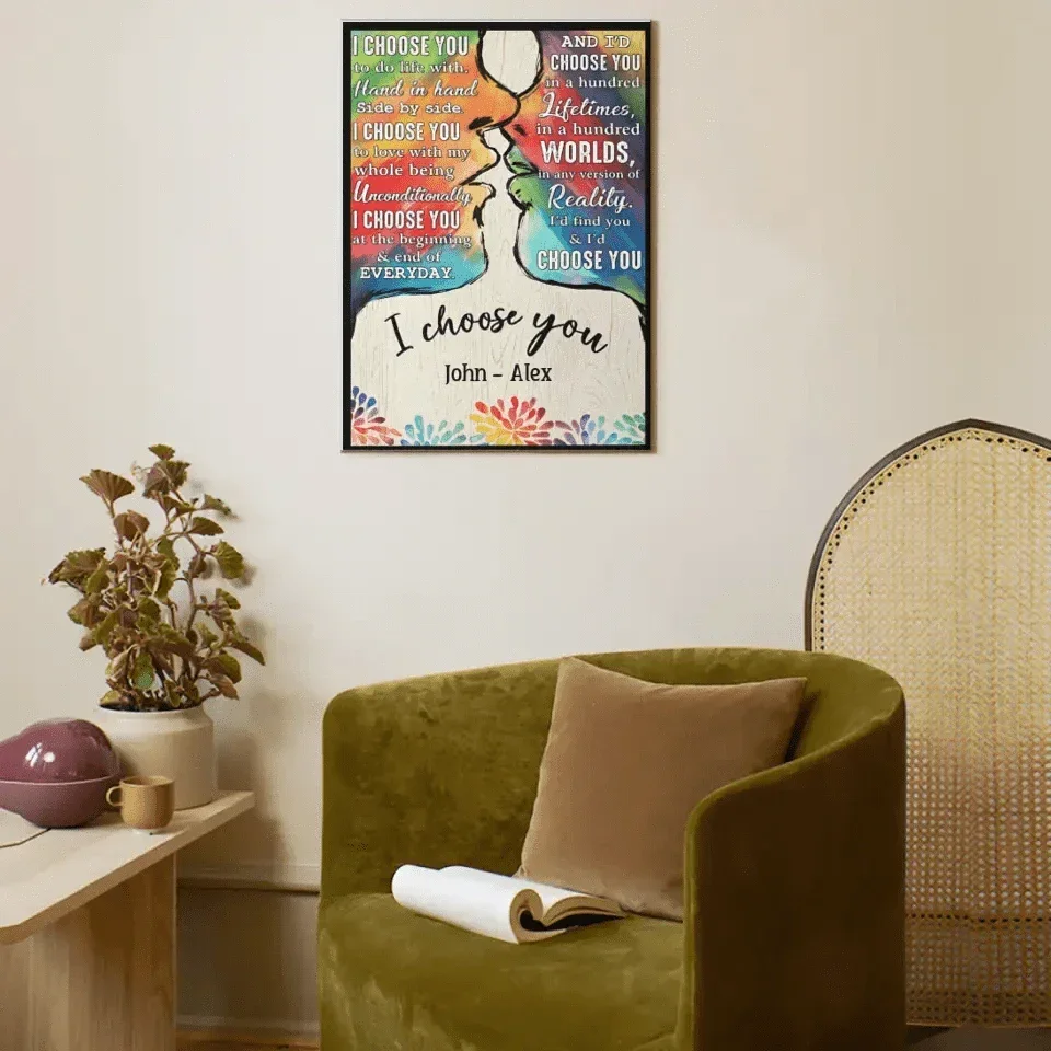 I Choose You To Do Life With - Couple Personalized LGBTQ Custom Vertical Canvas Wall Art & Blanket - Joliny