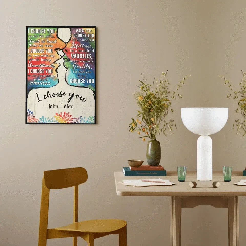 I Choose You To Do Life With - Couple Personalized LGBTQ Custom Vertical Canvas Wall Art & Blanket - Joliny