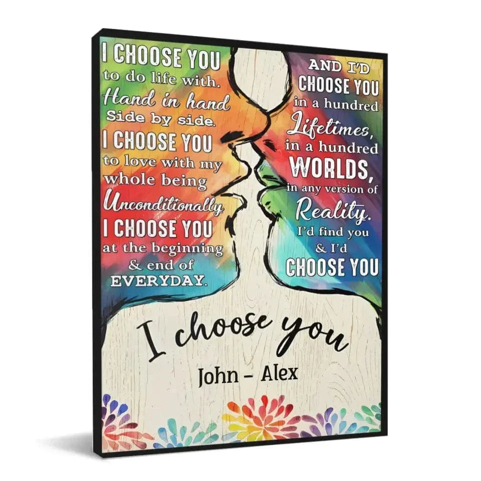 I Choose You To Do Life With - Couple Personalized LGBTQ Custom Vertical Canvas Wall Art & Blanket - Joliny