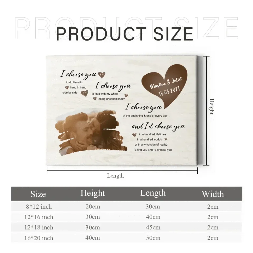I Choose You To Do Life With Hand In Hand Side By Side - Personalized Upload Photo Custom Landscape Canvas Wall Art - Joliny