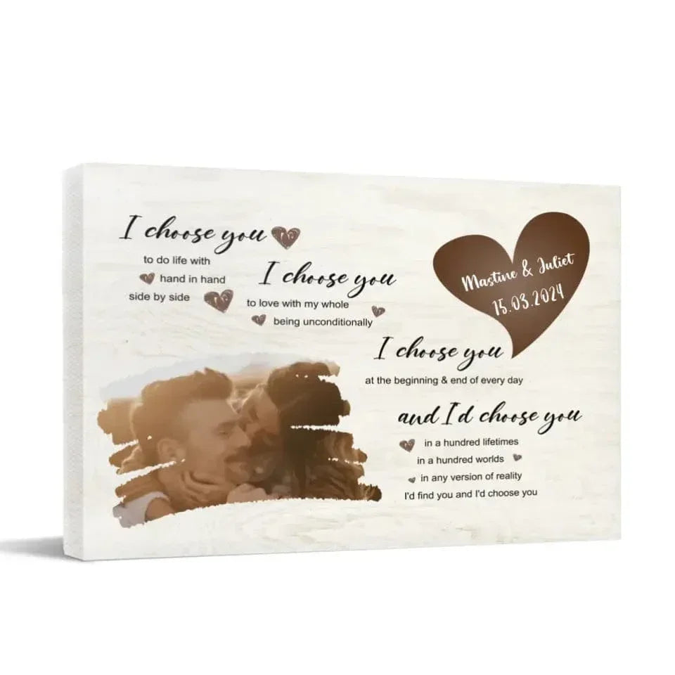 I Choose You To Do Life With Hand In Hand Side By Side - Personalized Upload Photo Custom Landscape Canvas Wall Art - Joliny