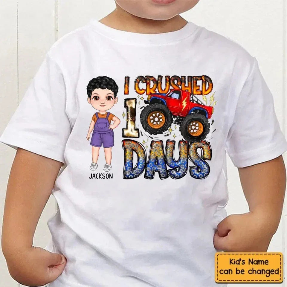 I Crushed 100 Days - Personalized Custom Youth T-Shirt - Gift For Kids, Family Members - Joliny