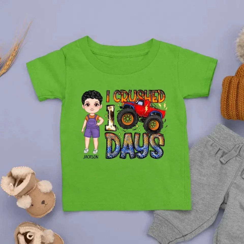 I Crushed 100 Days - Personalized Custom Youth T-Shirt - Gift For Kids, Family Members - Joliny