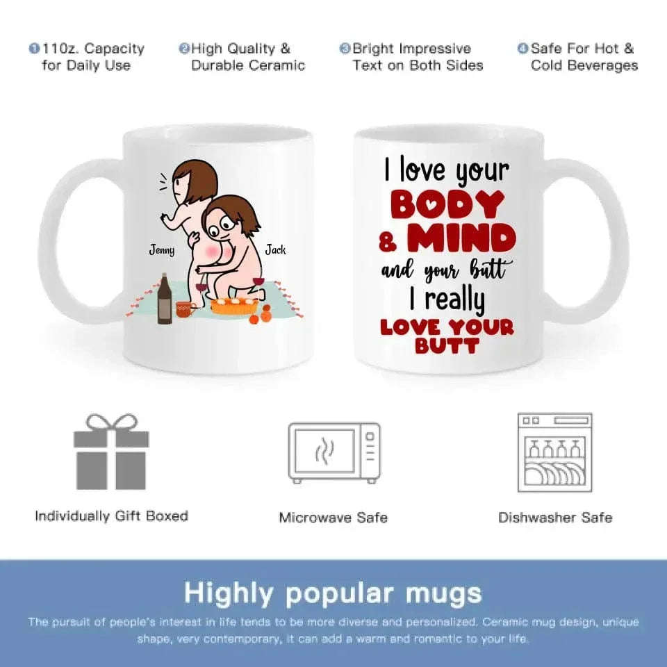 I Really Love Your Butt Personalized Mug, Funny Gift For Couple - Joliny