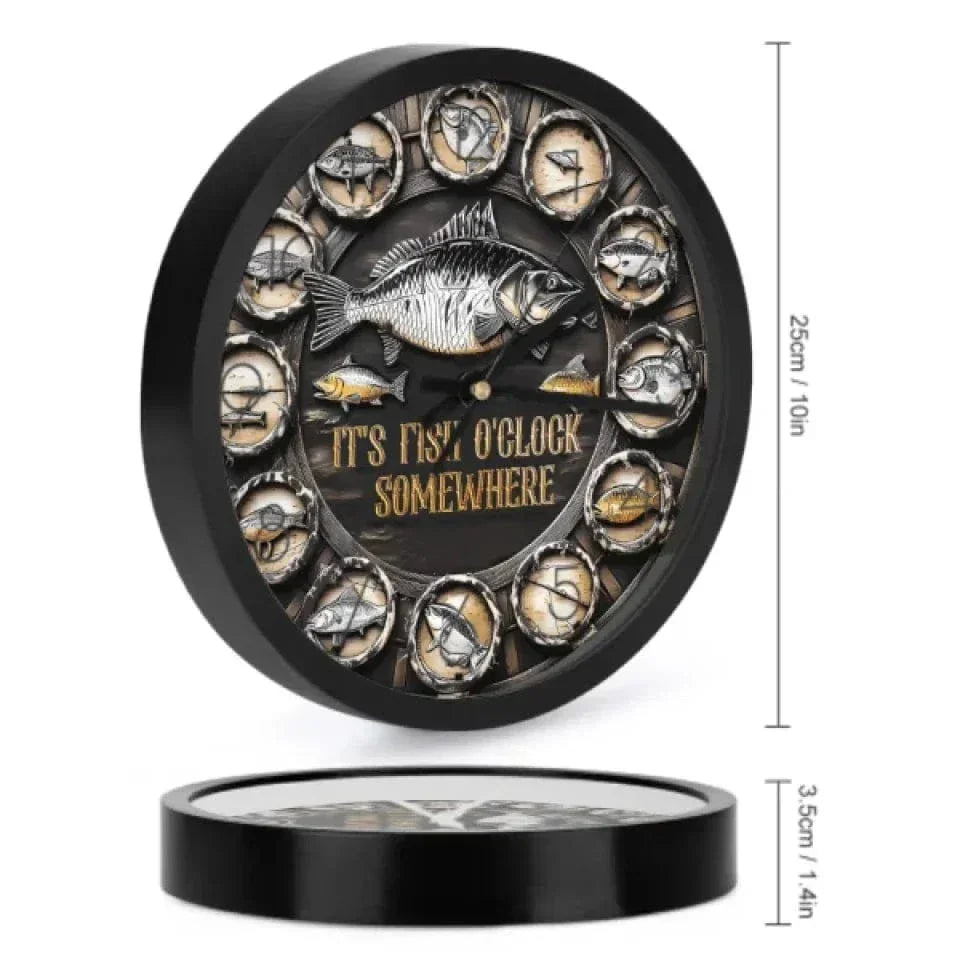 It's Fish Oclock Somewhere - Personalized Fishing Wall Clock--Gifts for Fishing Enthusiasts - Joliny