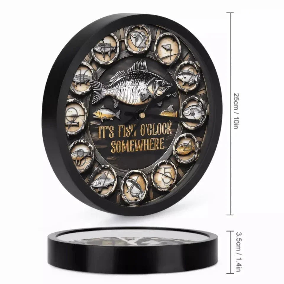 It's Fish Oclock Somewhere - Personalized Fishing Wall Clock--Gifts for Fishing Enthusiasts - Joliny