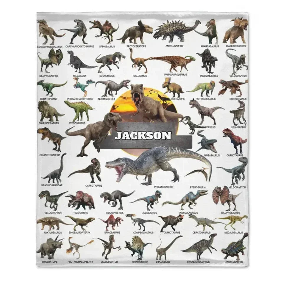 Jurassic Dinosaur Name Customized Blanket - Gift for Boys - Joliny