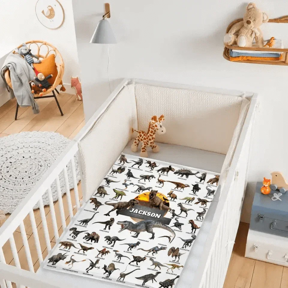Jurassic Dinosaur Name Customized Blanket - Gift for Boys - Joliny