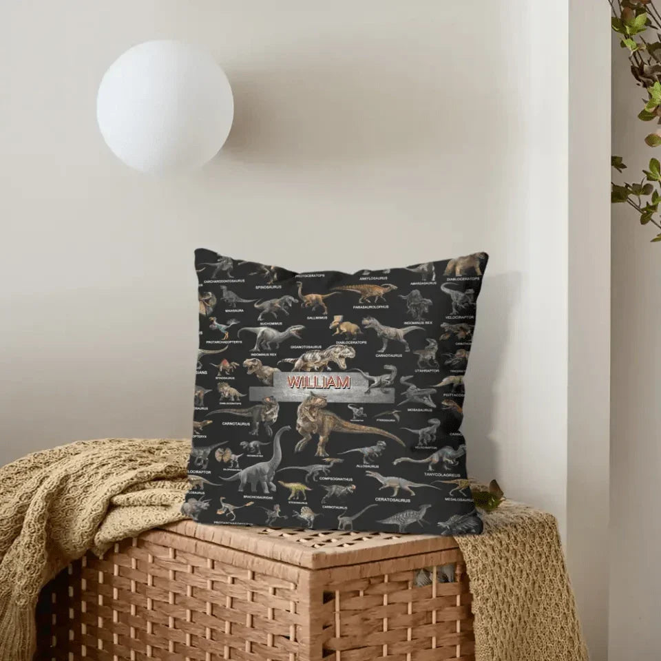 Jurassic Dinosaur Rally - Dinosaur Themed Personalised Name Blanket And Pillowcase- Gifts for Child,Friend,Dinosaur Fanatics - Joliny