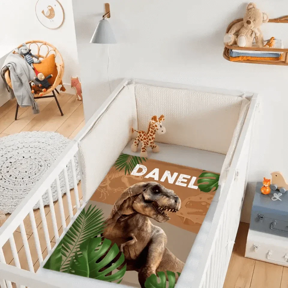 Jurassic Dinosaur T-Rex Children's Personalized Name Custom Blanket - Joliny